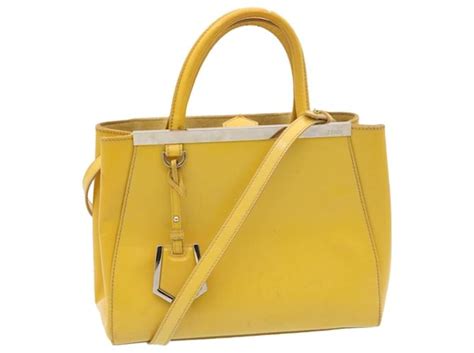 fendi 2jours yellow|2jours patent leather handbag Fendi Yellow in Patent leather.